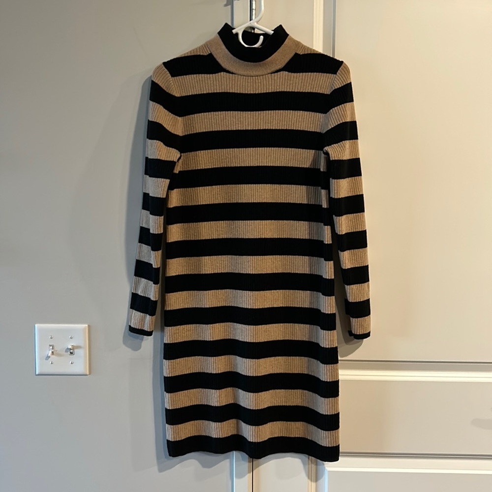 J. Crew Striped Turtleneck Sweater Dress